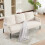 (Beige) Modern Upholstered 3-Seater Sofa with Side Pockets & Armrests 2