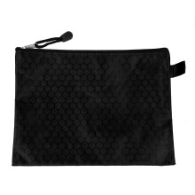 Zwart Nylon Sexangle Bedrukte A5 Papieren Documentmap Organizer Tas