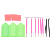 DIY Diamant Malerei Werkzeug Set, ABS + Silikon Material, Einschliesslich Pinzette, Diamant Platte, Kleber, Stift und DIY Kunst Handwerk Tasche (22