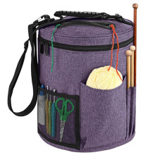 Garenopbergzak met Zijvakken en Deksel met Rits 11x13 Inch Garenorganizer met Handvat en Schouderband Haakopbergzak A