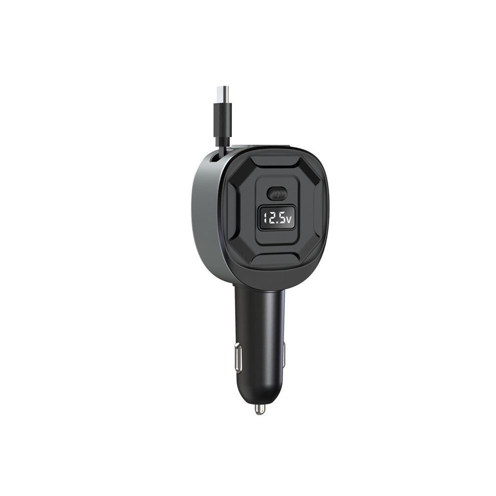 Pd 65W Fast Charging Adapter Voltage Display Car Charger With Retractable Cable For Tablet Laptop Phone 6034107192263
