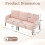 (Pink) Modern Upholstered 3-Seater Sofa with Side Pockets & Armrests 16