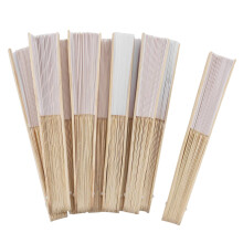 10 Stks/Partij 21 cm Witte Kleur Stof Handventilator, Zijde Handventilator Bruiloft Promotie Gunst