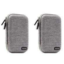 BOONA 2X Portable Storage Box Waterproof Storage Bag for 2.5-Inch Mobile Hard Drive Power Supply USB Drive Data Headset Gray