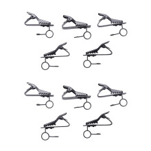 10 Pcs Ring  7.5 mm Microphone Clip Holder Tie Clip Collar Clip Practical (Black)