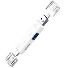5 in 1 USB 2.0 Type C/USB /Micro-USB/TF/ Memory Card Reader OTG Card Reader Adapter Mobile Phone Accessories,White