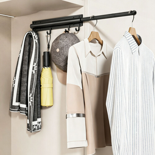 Corrosion Resistant Metal Extending Clothes Rail Simple-Silver 1