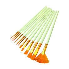 Pack of Nylon Paint Brush for Acrylic Oil Watercolor Art-Green