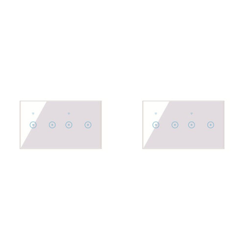 2X Wifi  Wall Light  10A Glas Touch Panel Wireless Interuptor 4 Gang Wireless Remote Control (Weiß)