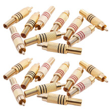 Adaptateur or Ton Male RCA Plug Audio Connecteur Ressort en Metal 20Pcs
