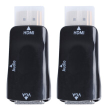 2X -compatible to VGA Converter Gold-plated with connector 3.5mm audio cable Black