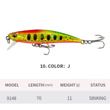 (J, 70MM/11G) 70MM/11G six-mesh slow-sinking Xiaomi Nolua bait micro-object fake bait hard bait fishing supplies 9148