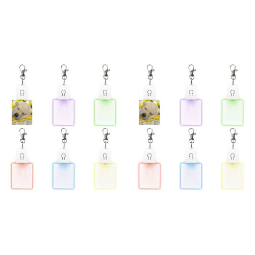 12 Pcs Sublimation Blank Keychains Heat Transfer Printing LED Acrylic KeyChains Lighted Keyrings Pendant, Rectangular