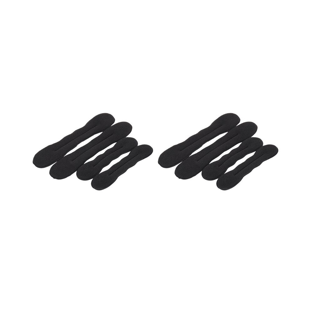 Magic Bun Maker (4 Small, 4 Large) Foam Sponge Bun Shaper Hair Accessories (Black)