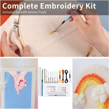 Embroidery Punch Needle Set 8pcs Stitching Punch Needles with 4 Color Threads Knitting Needles Art Handmade Sewing Tools