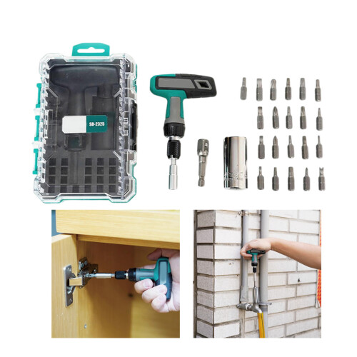 Hochleistungs-Ratschenschraubendreher-Set mit 21 Bits und 1