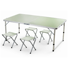 Folding Camping Table and 4 Chair Set, Portable Aluminium Picnic Table