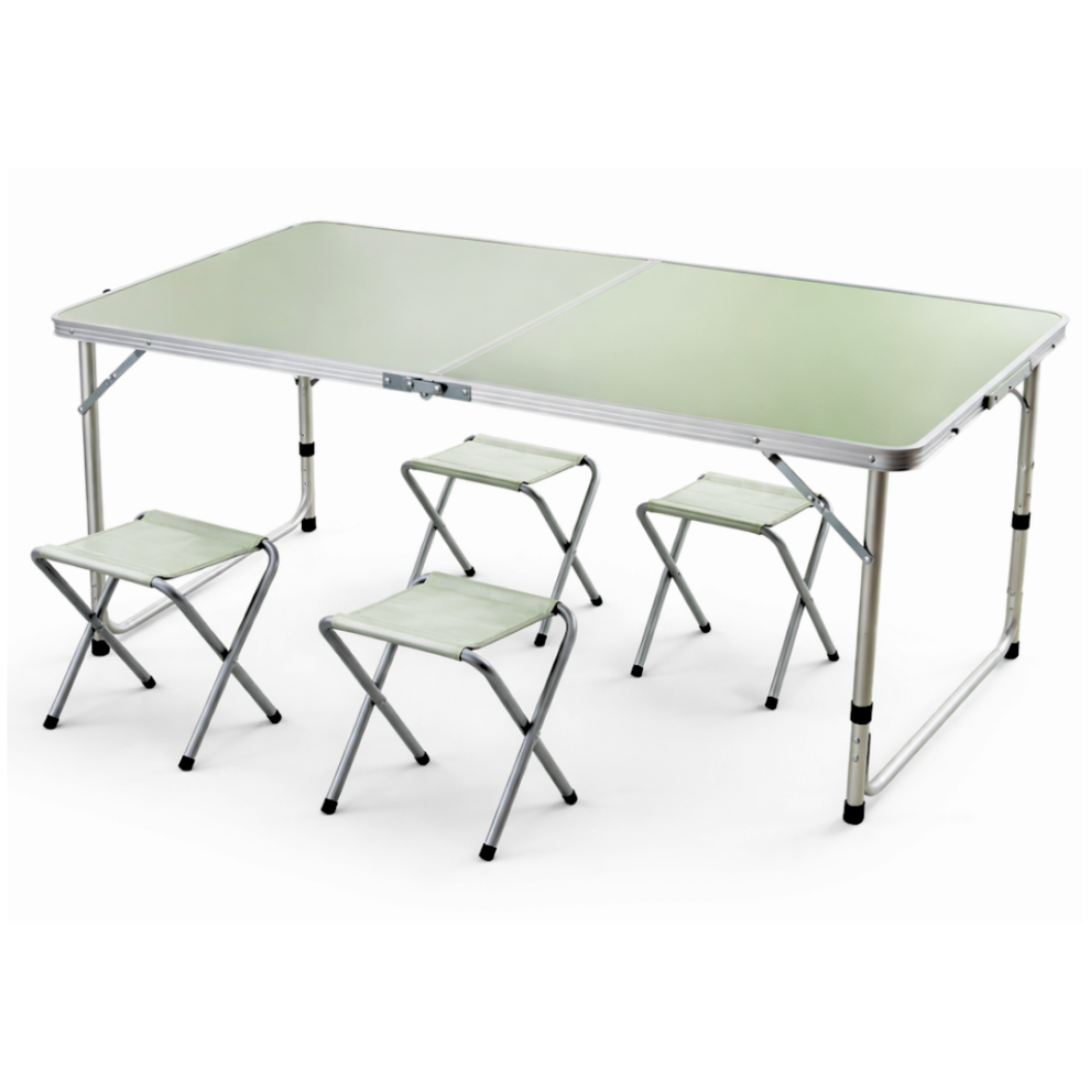 Daniel James Folding Camping Table And 4 Chair Set, Portable Aluminium Picnic Table