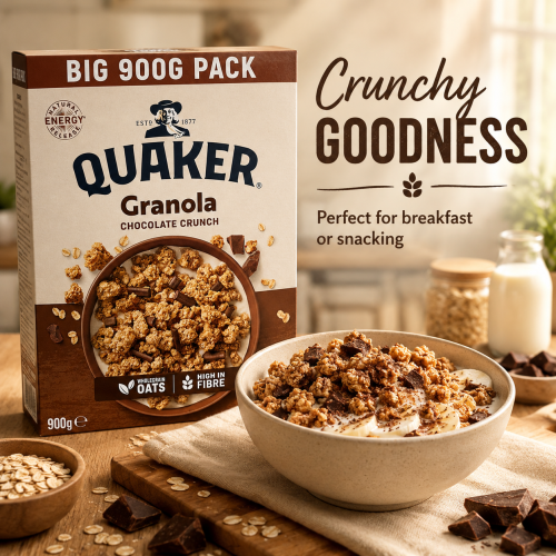 Quaker Chocolate Crunch Granola 900g 1
