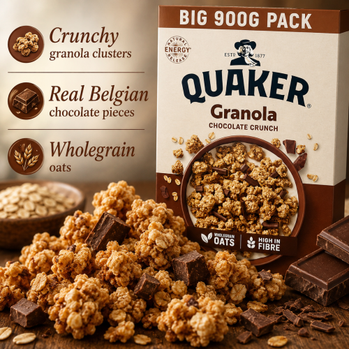 Quaker Chocolate Crunch Granola 900g 2
