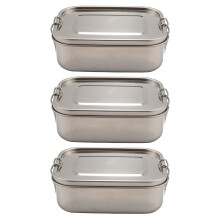 3X Stainless Steel Lunch Food Container with Lock Clips and Leakproof Design, 800ML Bento Boxes Lunch Container