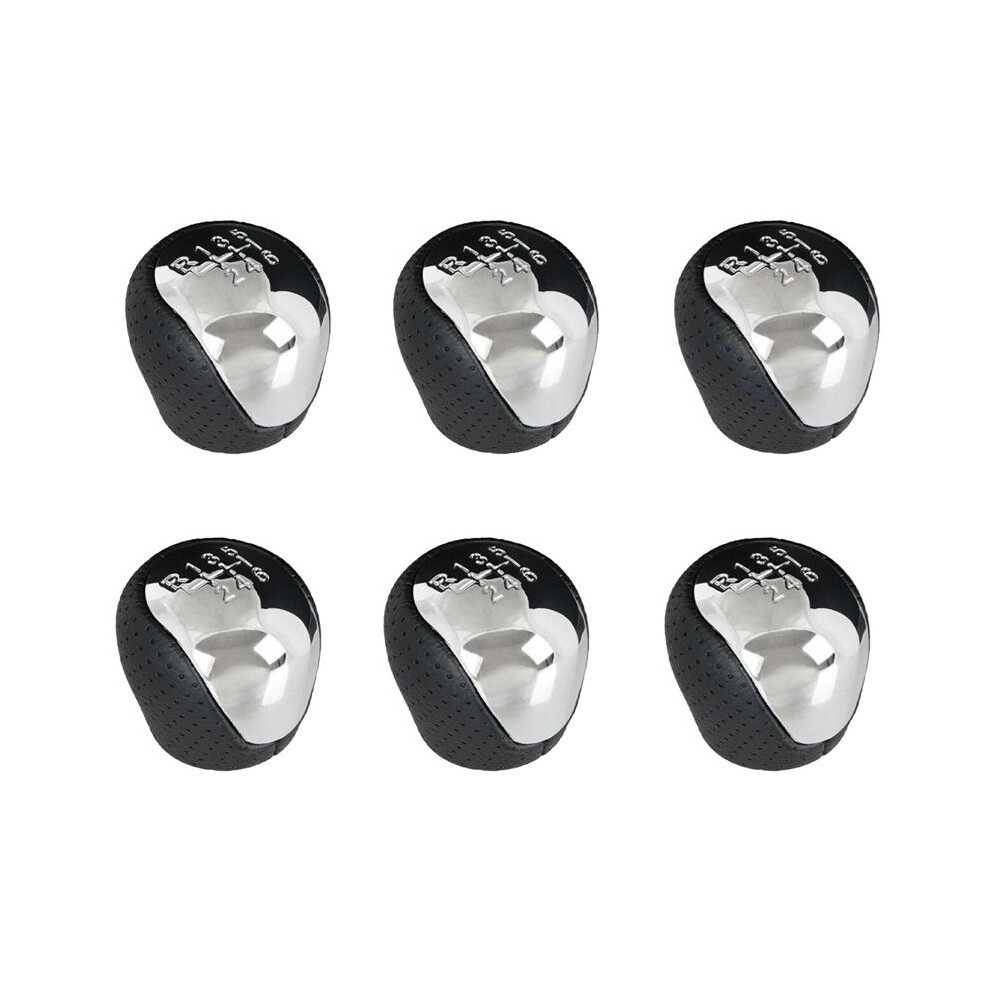 6X Sport Perforated Leather Gear Knob Chrome 6-Speed For I30 Ix35 Tucson 4713427191195