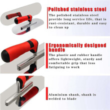 2X Stainless Steel Pool Trowel Flat Concrete Finishing Trowel Tools Cement Drywall Plastering Masonry Construction Tool