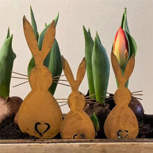 Easter Bunny Garden Stake Garden Decoration Stake Rabbit Rust Decoration Spring Decoration for Garden and Front Door