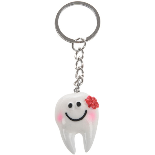 100 Pcs Keychain Key Ring Hang Tooth Shape Cute Dental Gift