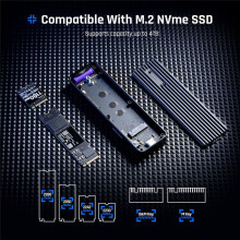 2280 M.2 NVMe SSD Enclosure Cyber Design Explorer Edition with LCD Display Max 10GBps Type-C Black