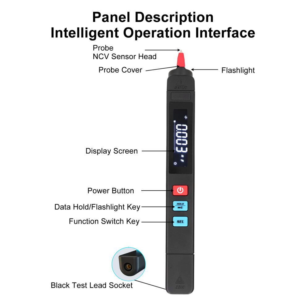 Pen Multimeter With Flashlight Auto Mode Dark