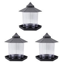 3X Panorama Vogel HäUschen, Sechseckig mit Dachbehang Vogel HäUschen für Garten Hof Dekoration (Grau)
