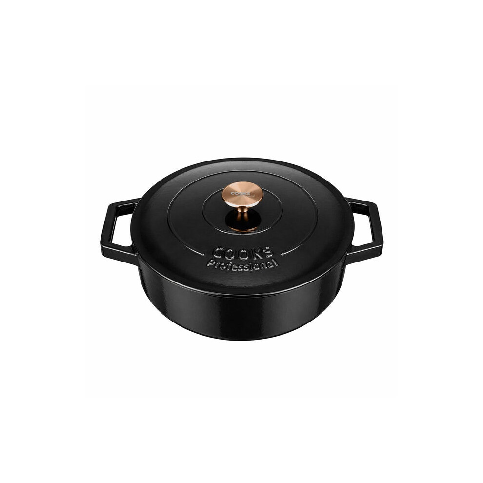 Cooks Professional (Black) 28Cm Shallow Cast Iron Casserole