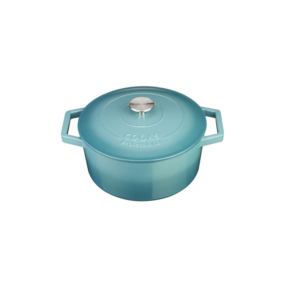 Cooks Professional (Teal) 26Cm Cast Iron Casserole
