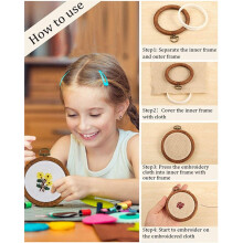 10Pcs Embroidery Hoops Imitated Wood Embroidery Circle Round Display Frame Circle for Art Sewing and Hanging