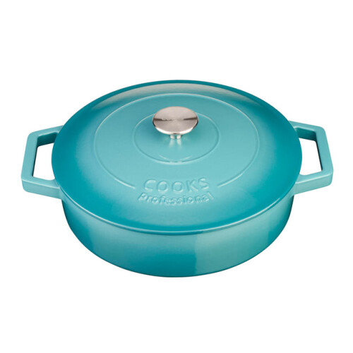 Cooks Professional (Teal) Cooks Professional 28cm Shallow Cast Iron Casserole