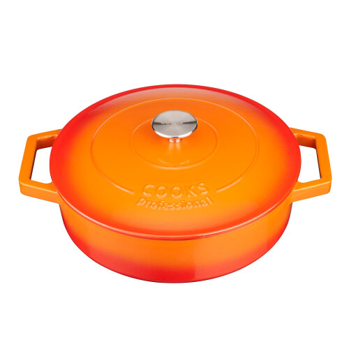 Cooks Professional (Orange) Cooks Professional 28cm Shallow Cast Iron Casserole