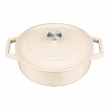 (Ivory) Cooks Professional 28cm Shallow Cast Iron Casserole