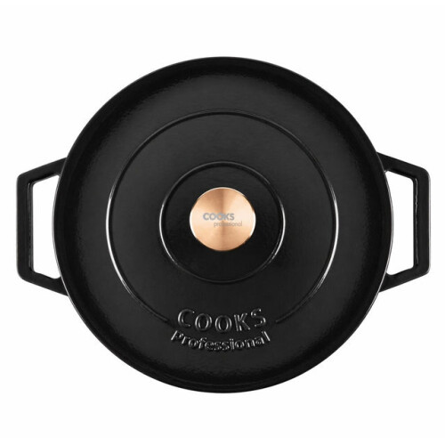 Cooks Professional (Black) Cooks Professional 28cm Shallow Cast Iron Casserole 2