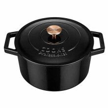 (Black) Cooks Professional 20cm Cast Iron Casserole