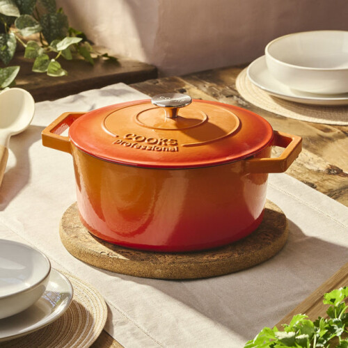Cooks Professional (Orange) Cooks Professional 20cm Cast Iron Casserole 1