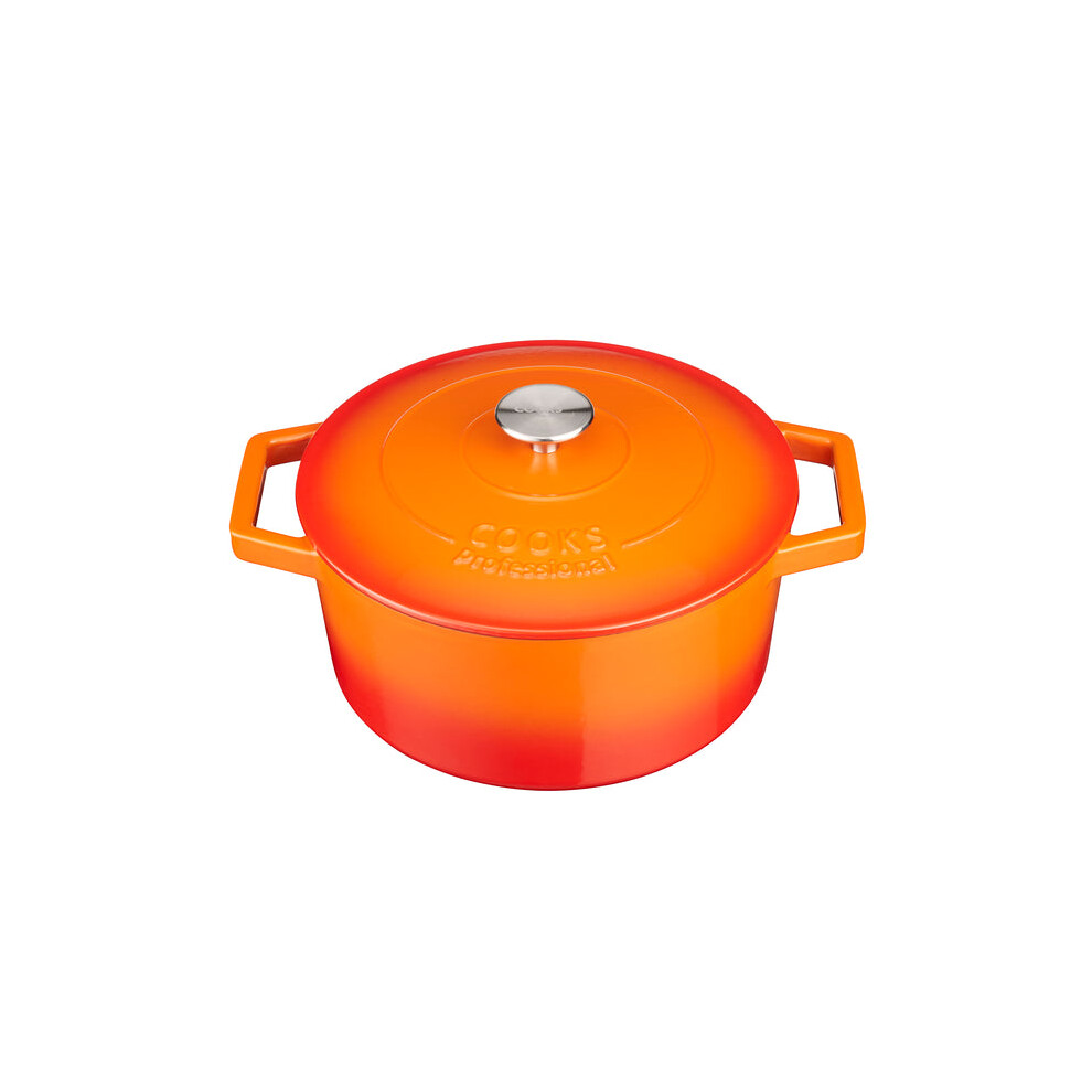 Cooks Professional (Orange) 20Cm Cast Iron Casserole Orange