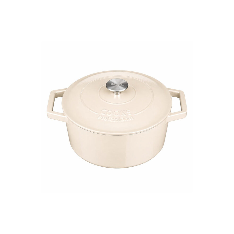 Cooks Professional (Ivory) 20Cm Cast Iron Casserole Ivory