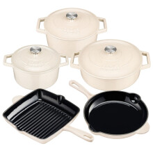 (Ivory) Cooks Professional Set of 5 Cast Iron