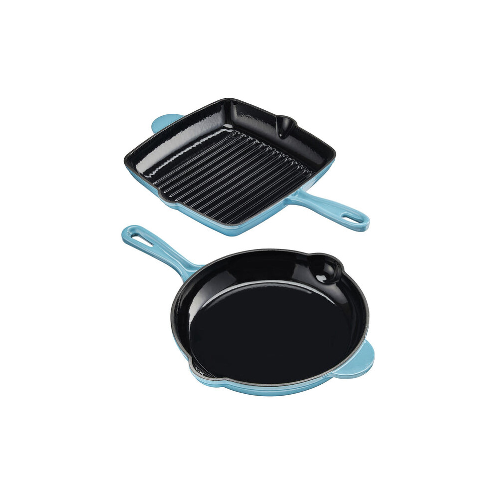 Cooks Professional (Teal) Cook Professional Cast Iron Frying Pan & Skillet 2 Piece Set