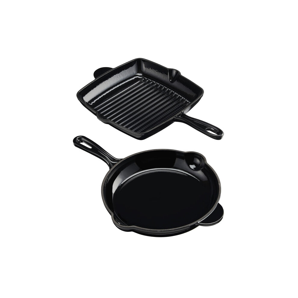 Cooks Professional (Black) Cook Professional Cast Iron Frying Pan & Skillet 2 Piece Set Black