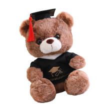 Mooie afstudeerbeer knuffel pluche pop knuffelen-donkerbruin