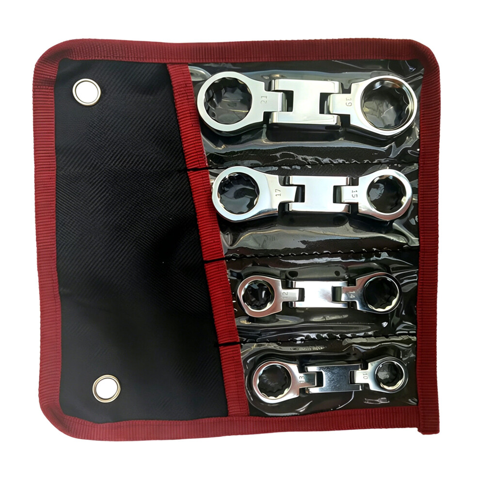 Space Saving Ratchet Wrenches Set 4Pcs Double Head Design 7627001576445