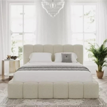 (3ft Single(No Gaslift), Latte(No Mattress)) Luxury Upholstered Fabric Teddy Boucle Bed Frame Gas Lift Storage with Mattress 4FT6 UK