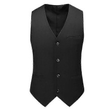 (XL, black) Vest Mens Fashion Casual High Quality Solid Color Slim Large Size Business Office Waistcoat Men Groom Wedding Dress Suit Vests